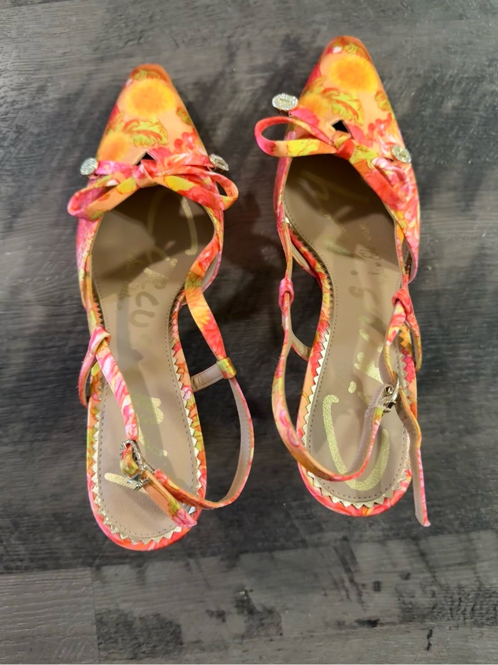 Circus by Sam Edelman Monica Floral Slingback Heel in Apricot Haze Multi 8.5 NEW - Picture 7 of 9